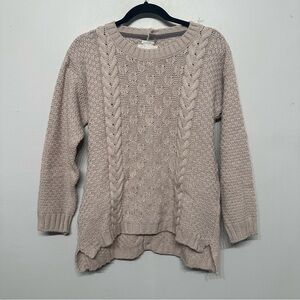 Peregrine 100% New Wool Cableknit Button Back Sweater Large